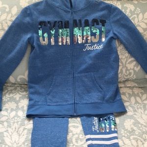 Girls blue justice gymnastics sweatsuit